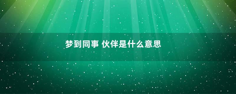 梦到同事 伙伴是什么意思